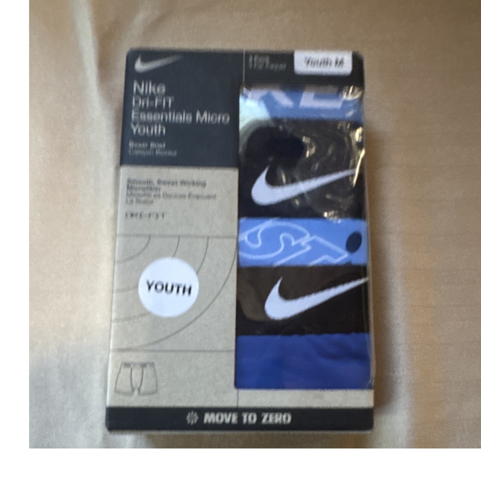 Nike Dri-Fit Essentials Micro Boxer Briefs 3 Pack Youth M Blue Black